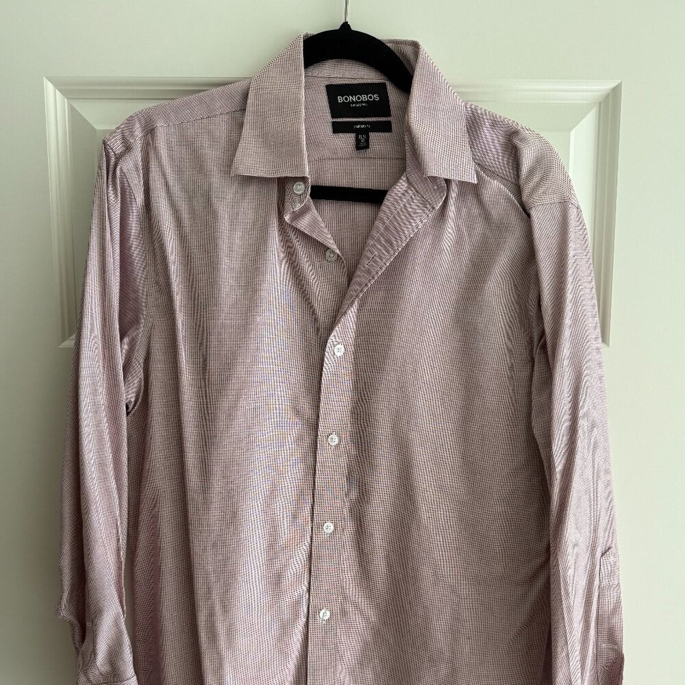 Bonobos Mini Red & White Checkered Button-Down Dress Shirt - Size 15.5/32